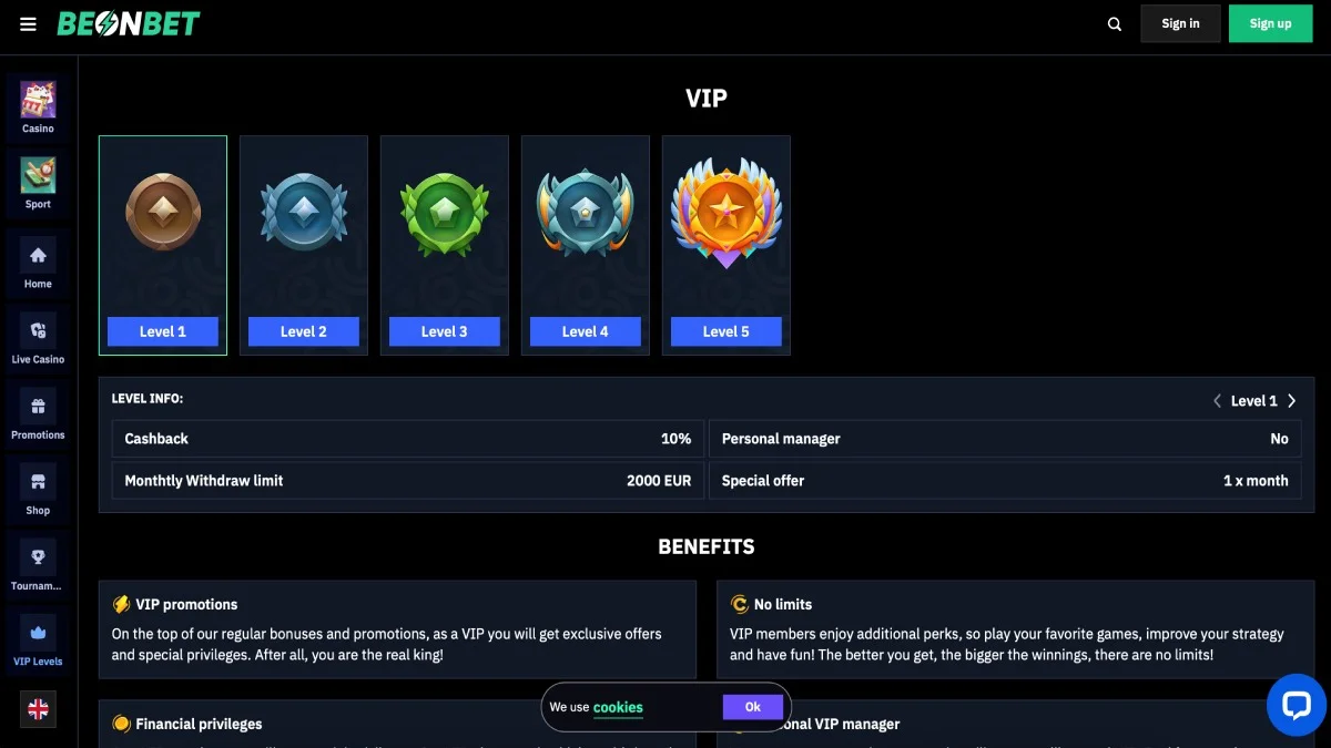 BeonBet Casino VIP Club