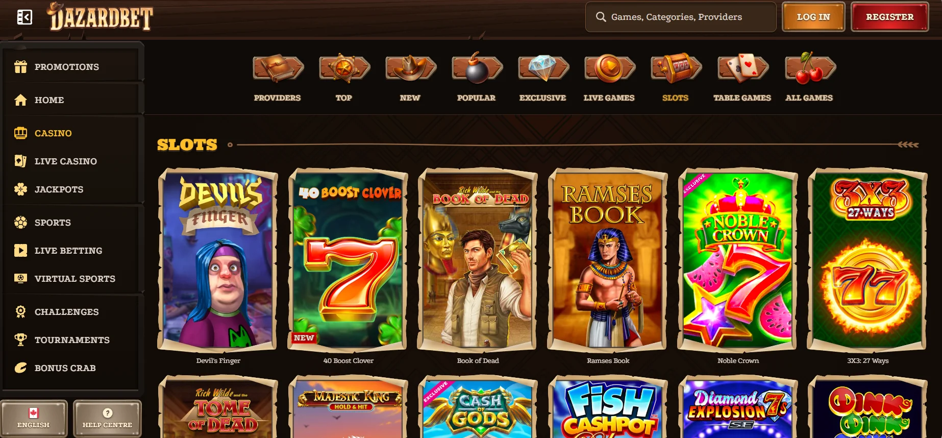 Dazardet Casino Slots Section