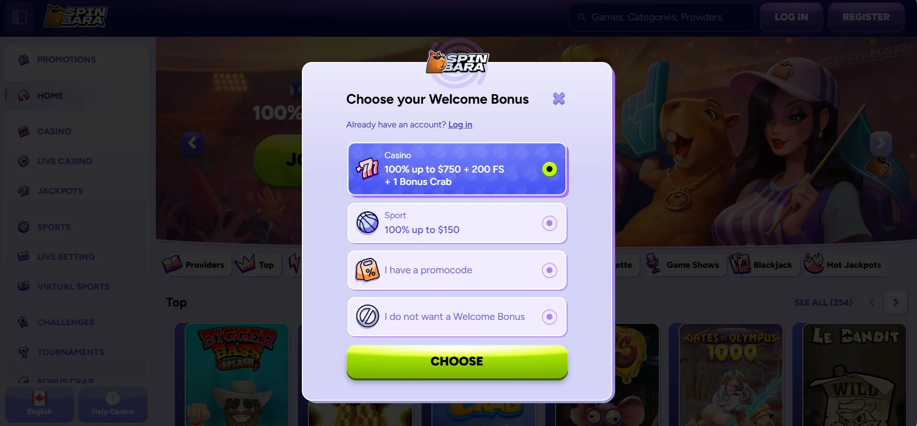 Spinbara Casino Registration