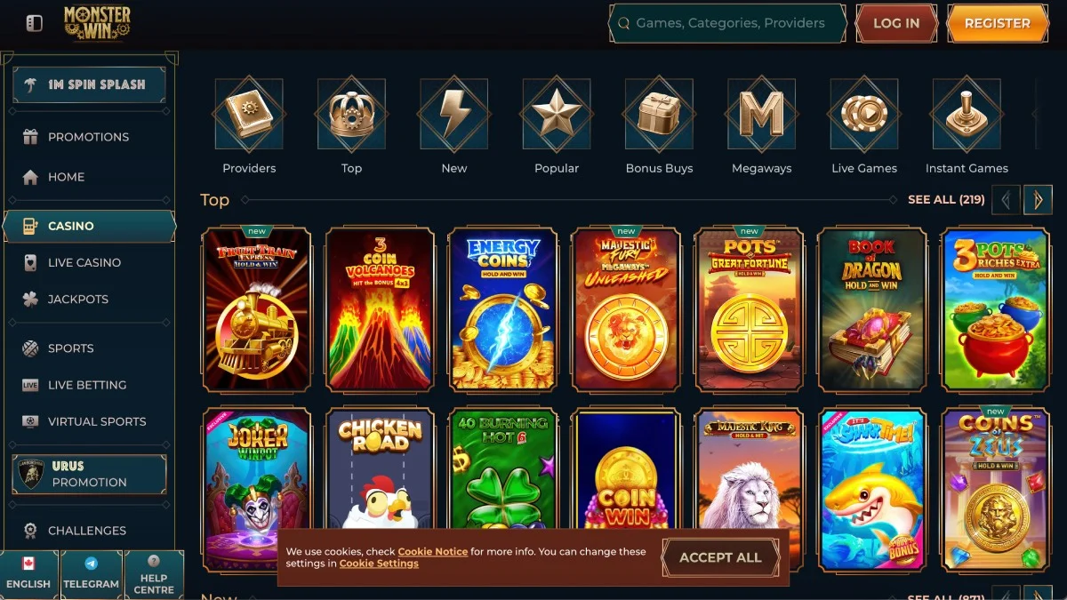 Monsterwin Casino Game Selection
