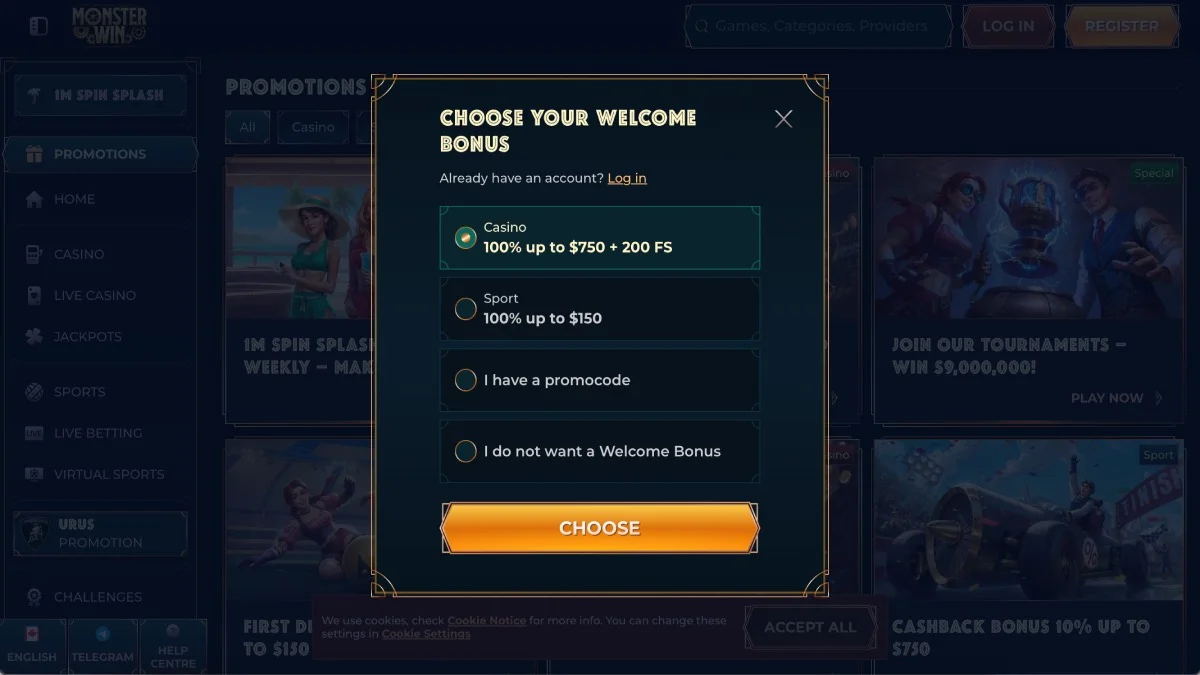 Monsterwin Casino Registration