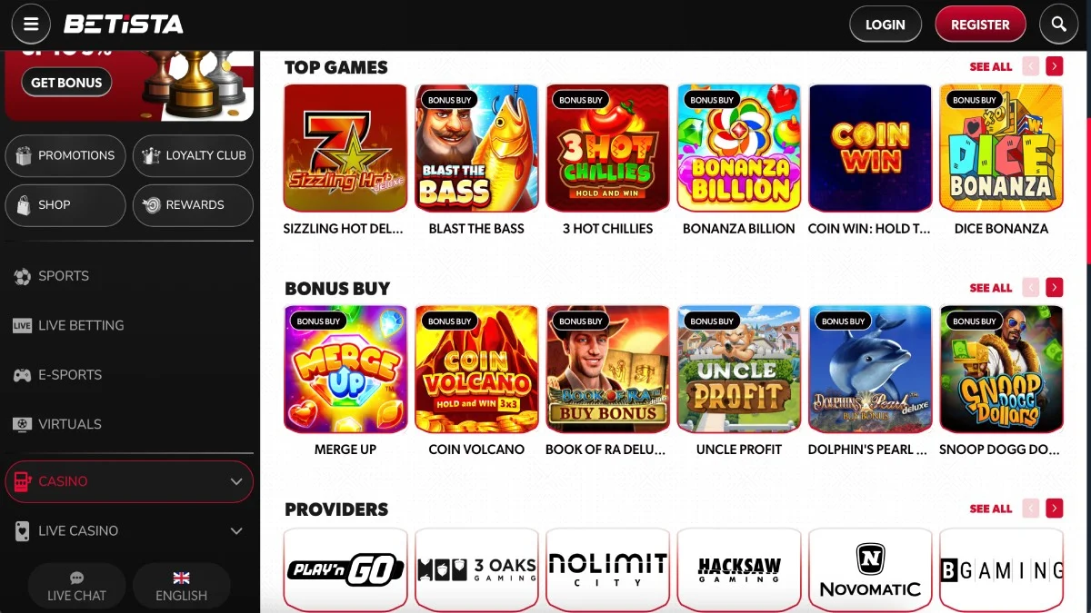 Betista Casino Game Selection