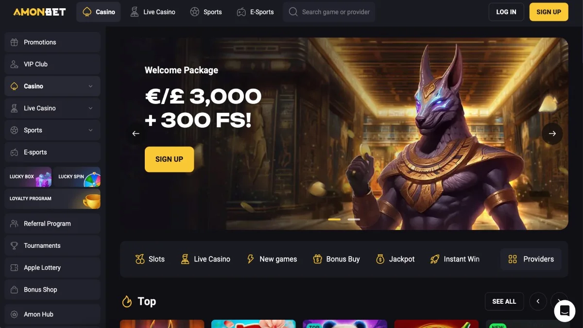 Amonbet Casino Main Page