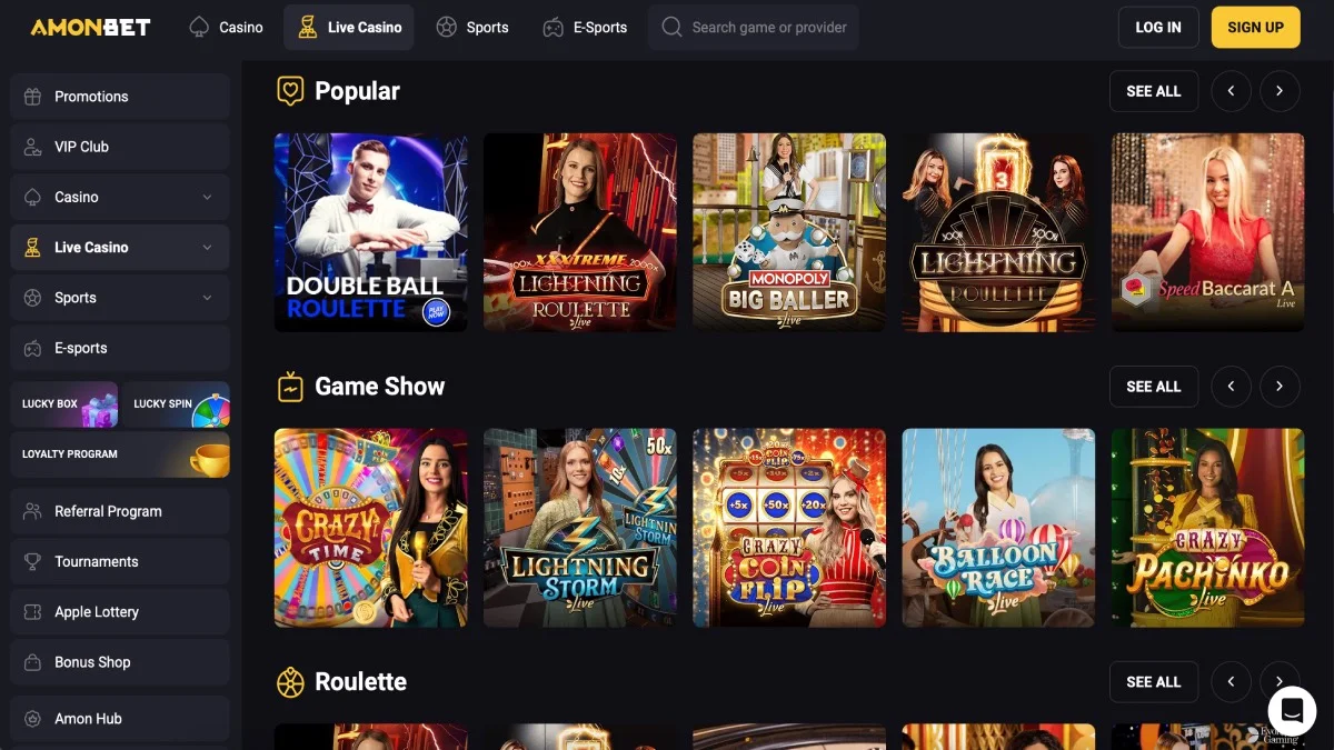 Amonbet Casino Live Casino