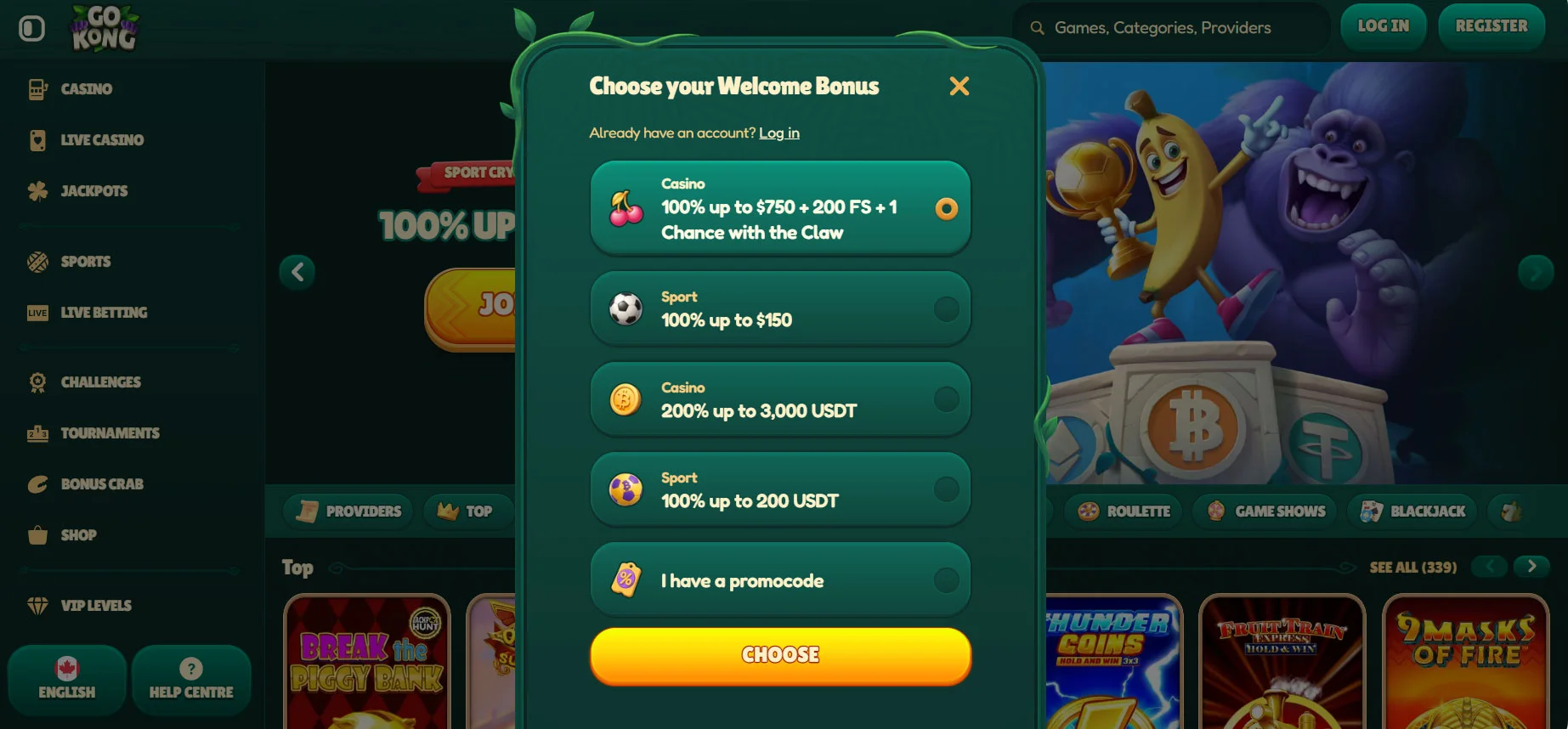GoKong Casino Registration