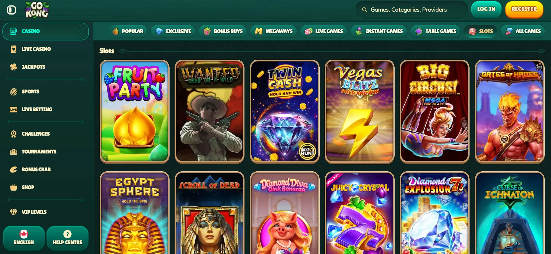 GoKong Casino Slots Section