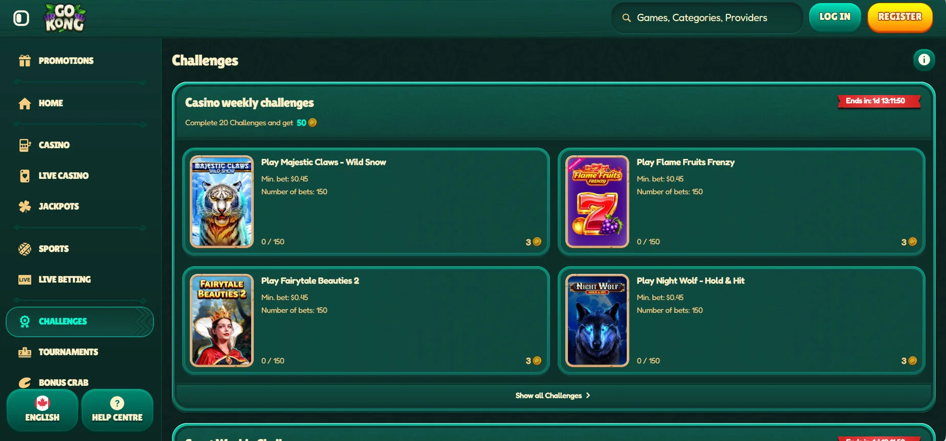 GoKong Casino Challenges