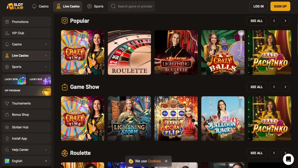 Slotlair Casino Live Casino