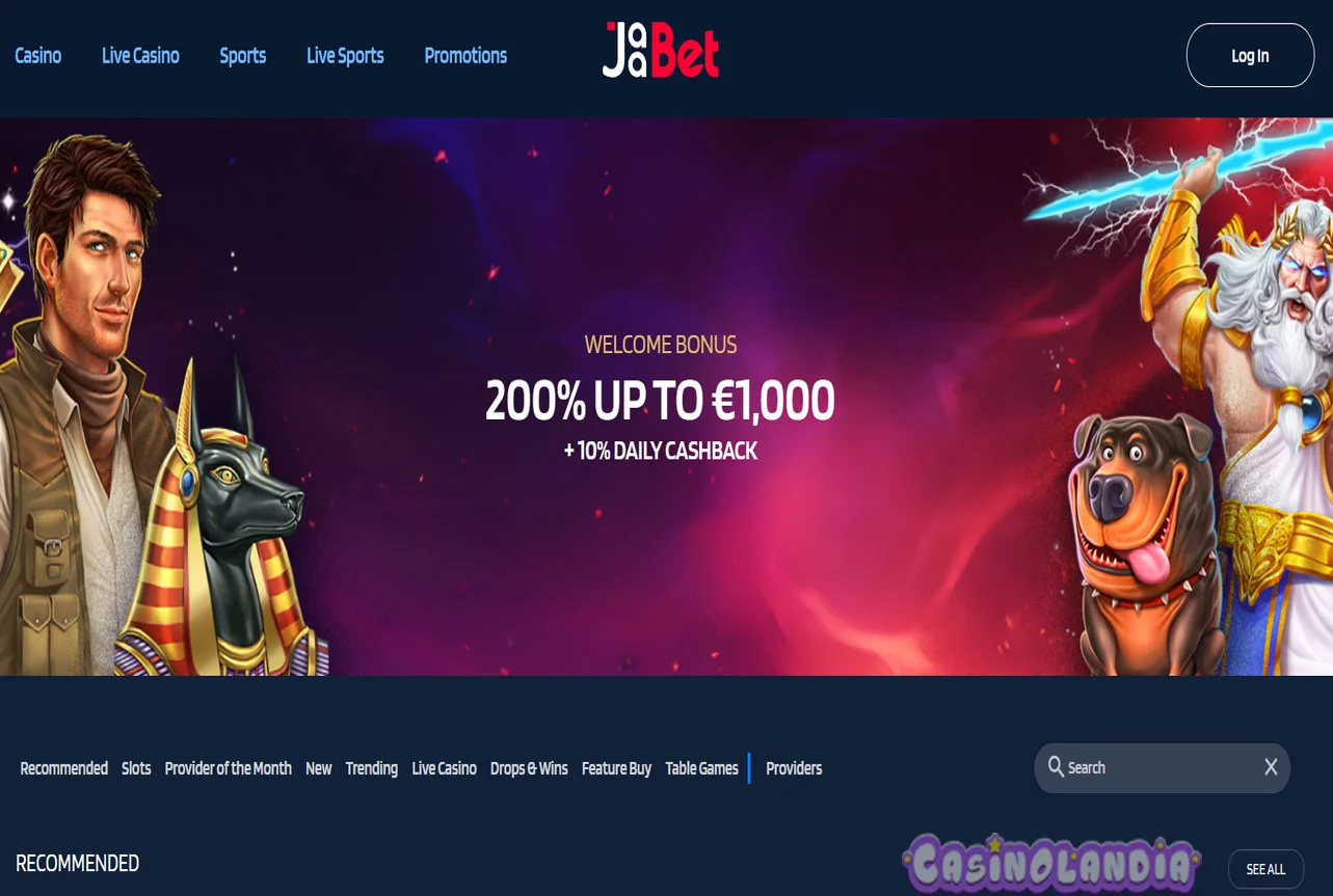 JaaBet Casino Desktop View