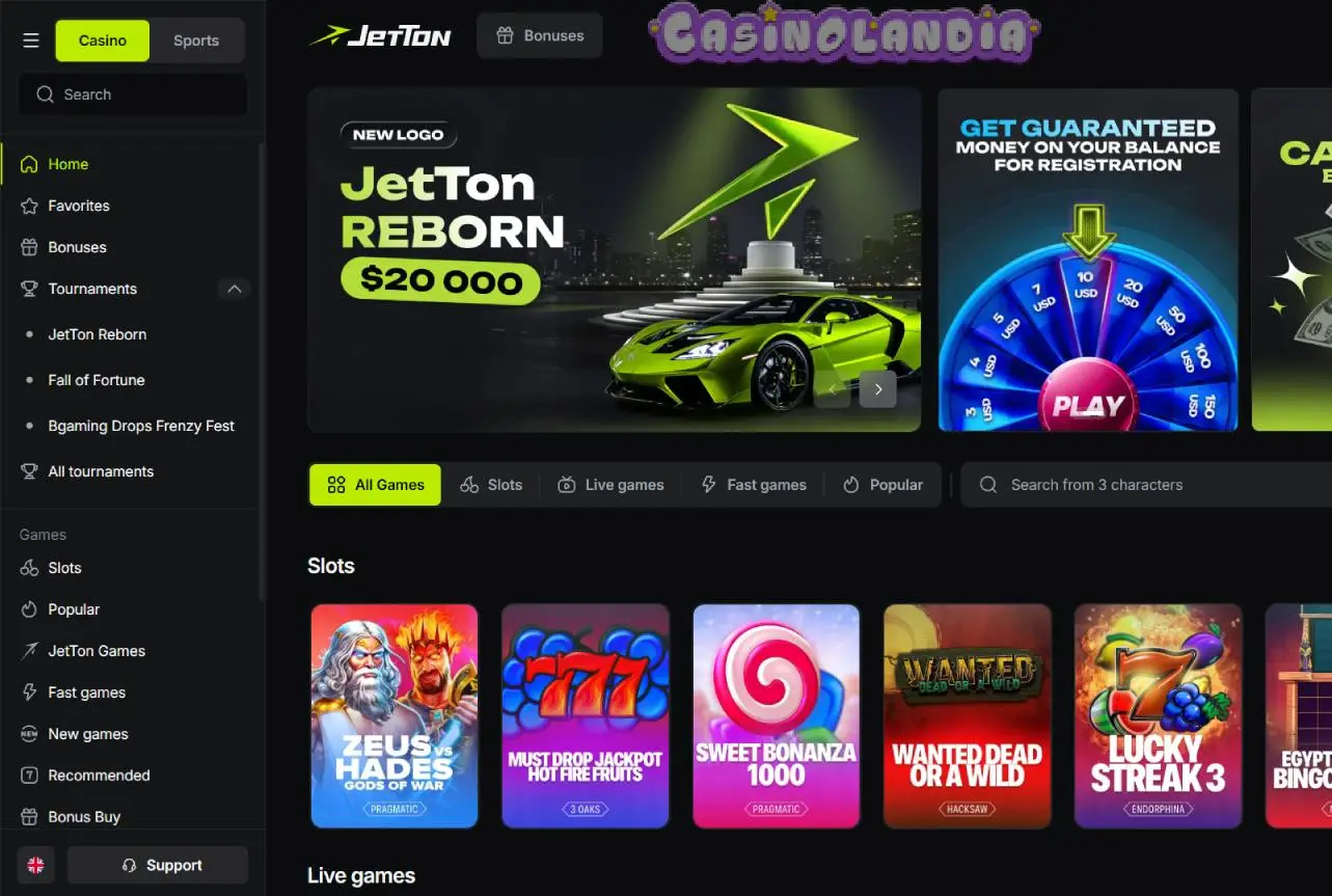 JetTon Casino Desktop View