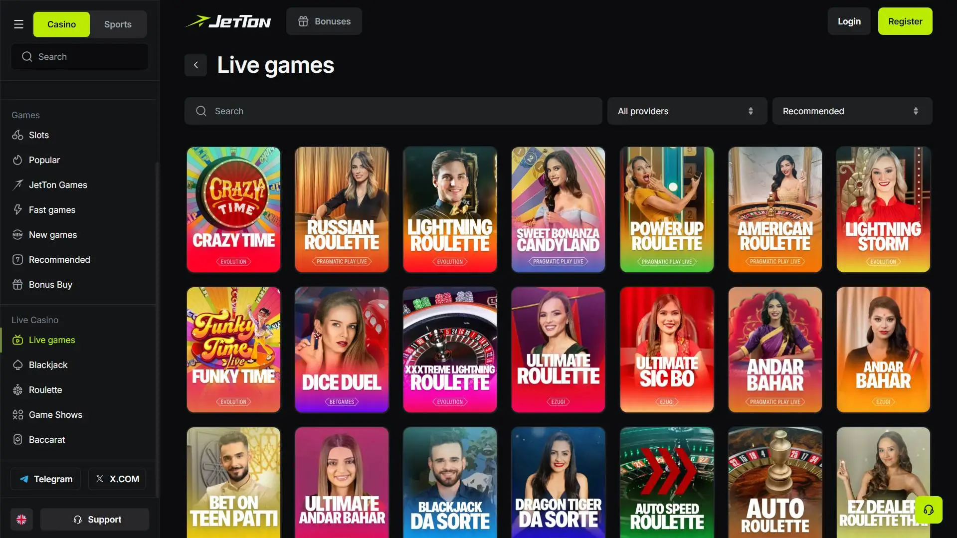 JetTon Casino Live Casino