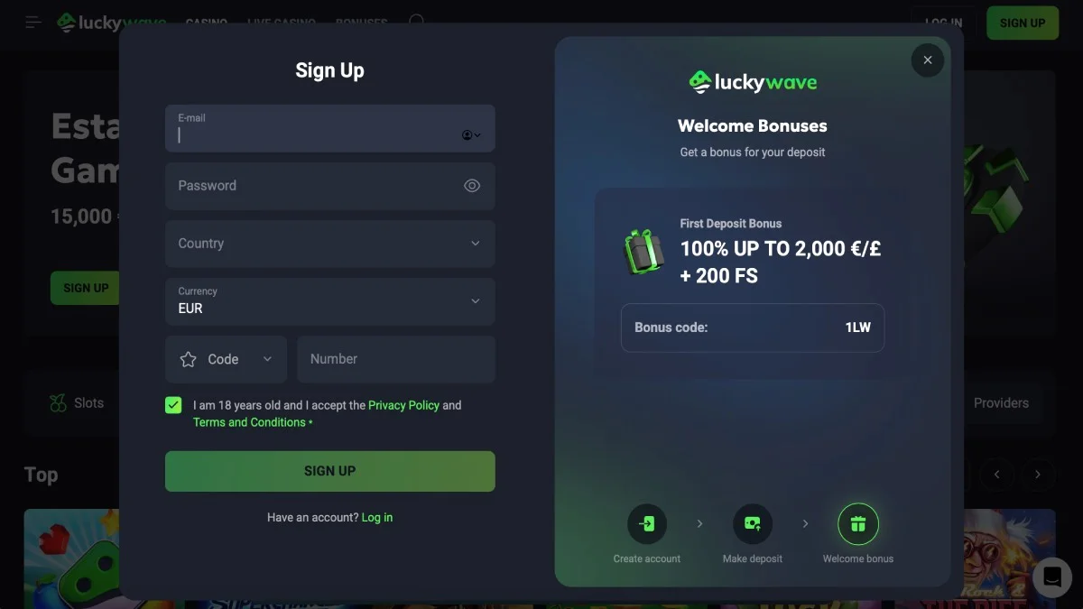 Luckywave Casino Registration
