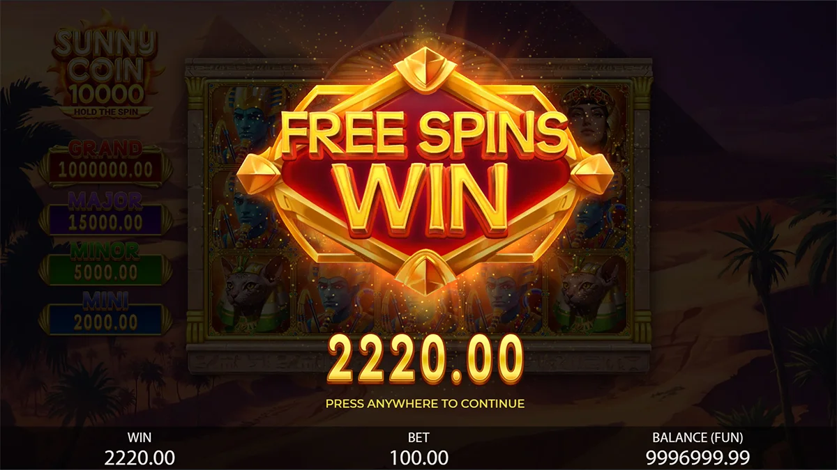 Sunny Coin 10000 Hold The Spin Total