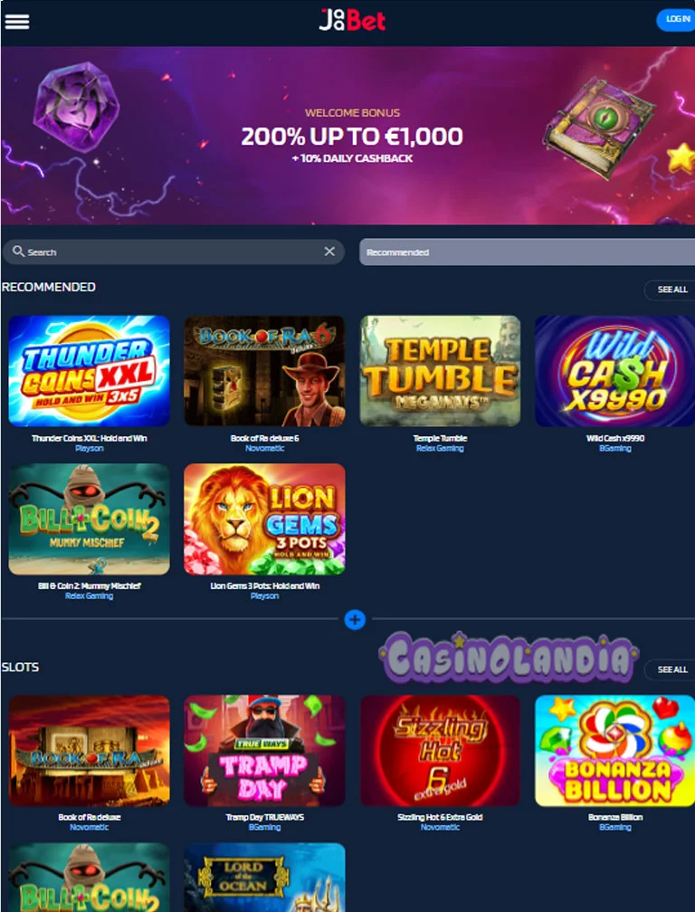 JaaBet Casino Vertical View