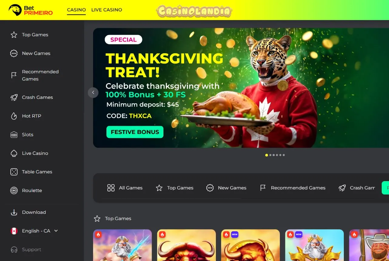 BetPrimeiro Casino Desktop View
