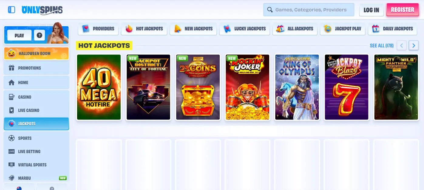 OnlySpins Casino Jackpots