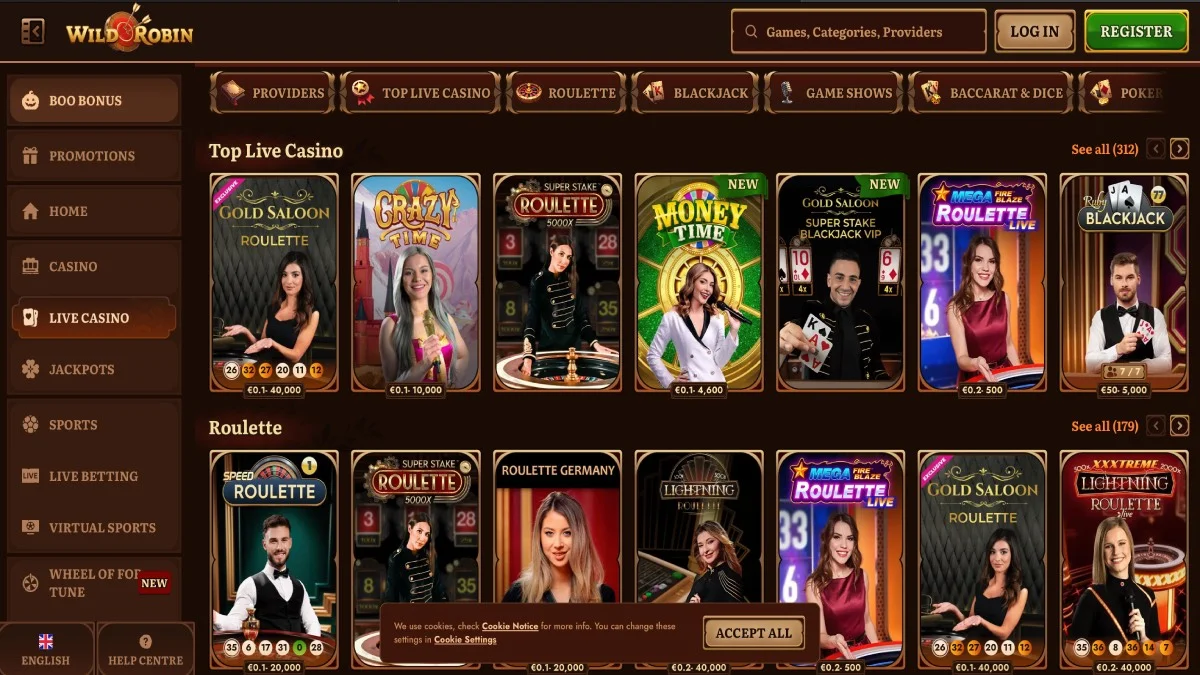 WildRobin Casino Live Casino