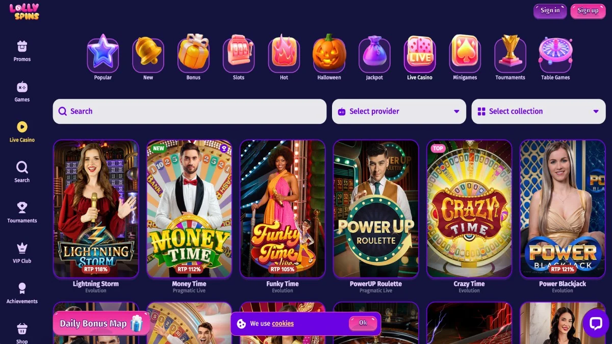 Lolly Spins Casino Live Casino