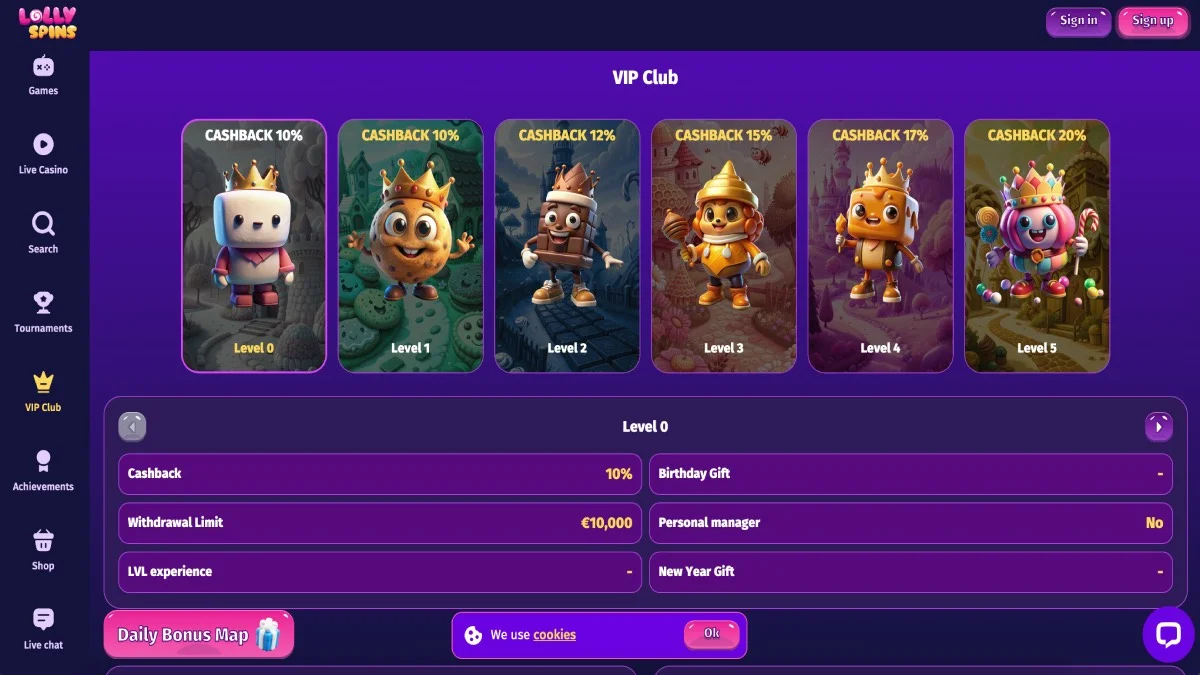 Lolly Spins Casino VIP