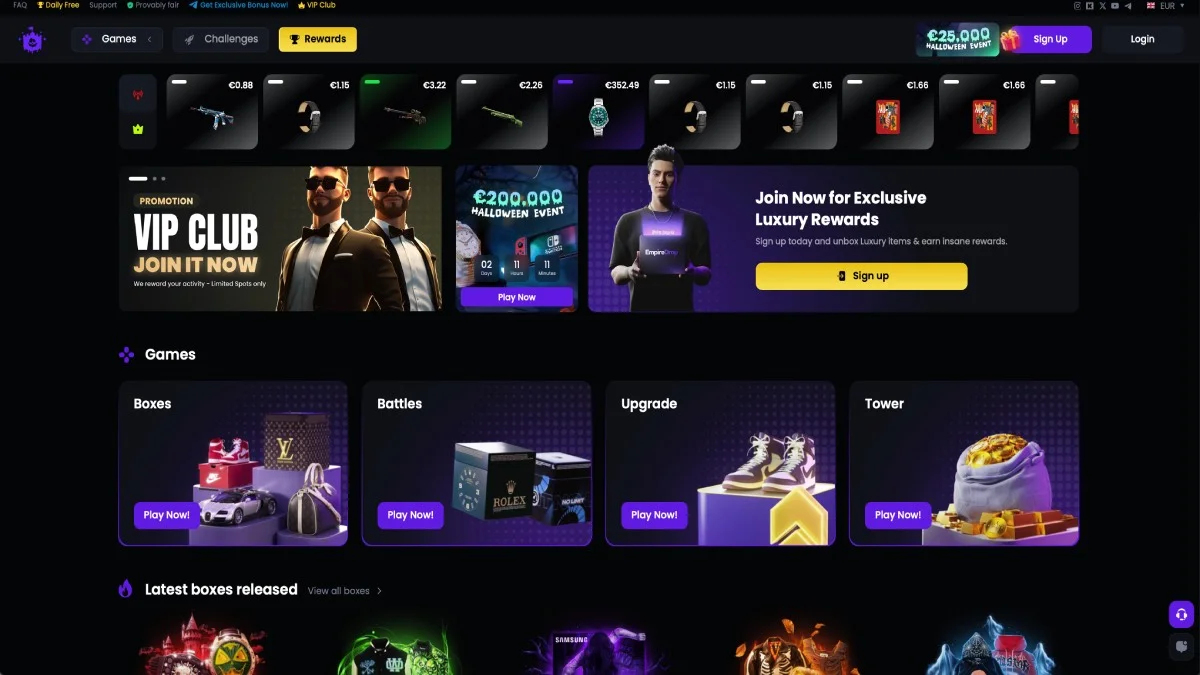 Empire Drop Casino Main Page