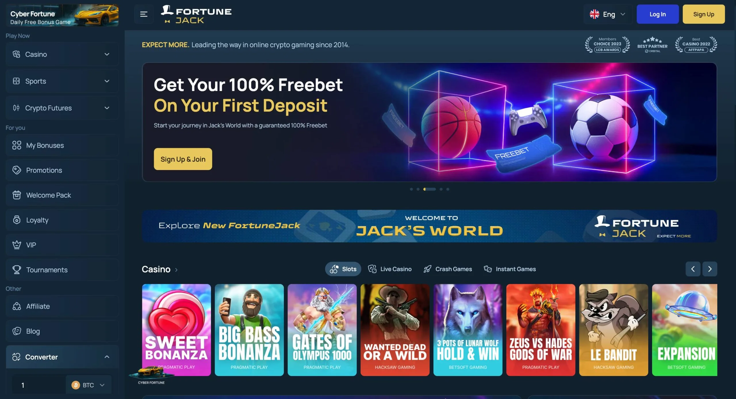 FortuneJack Casino New Homepage