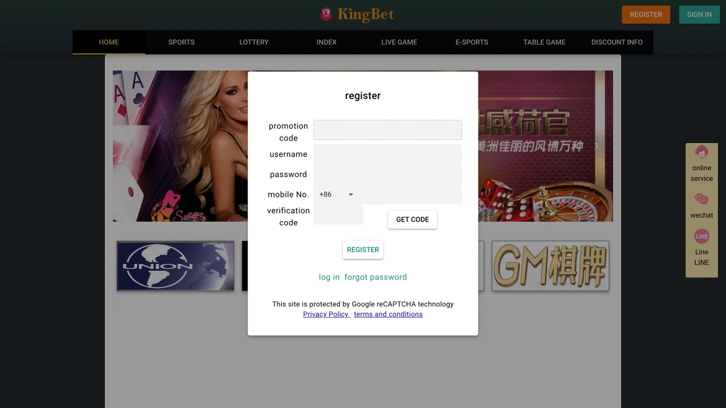 KingBet Signup