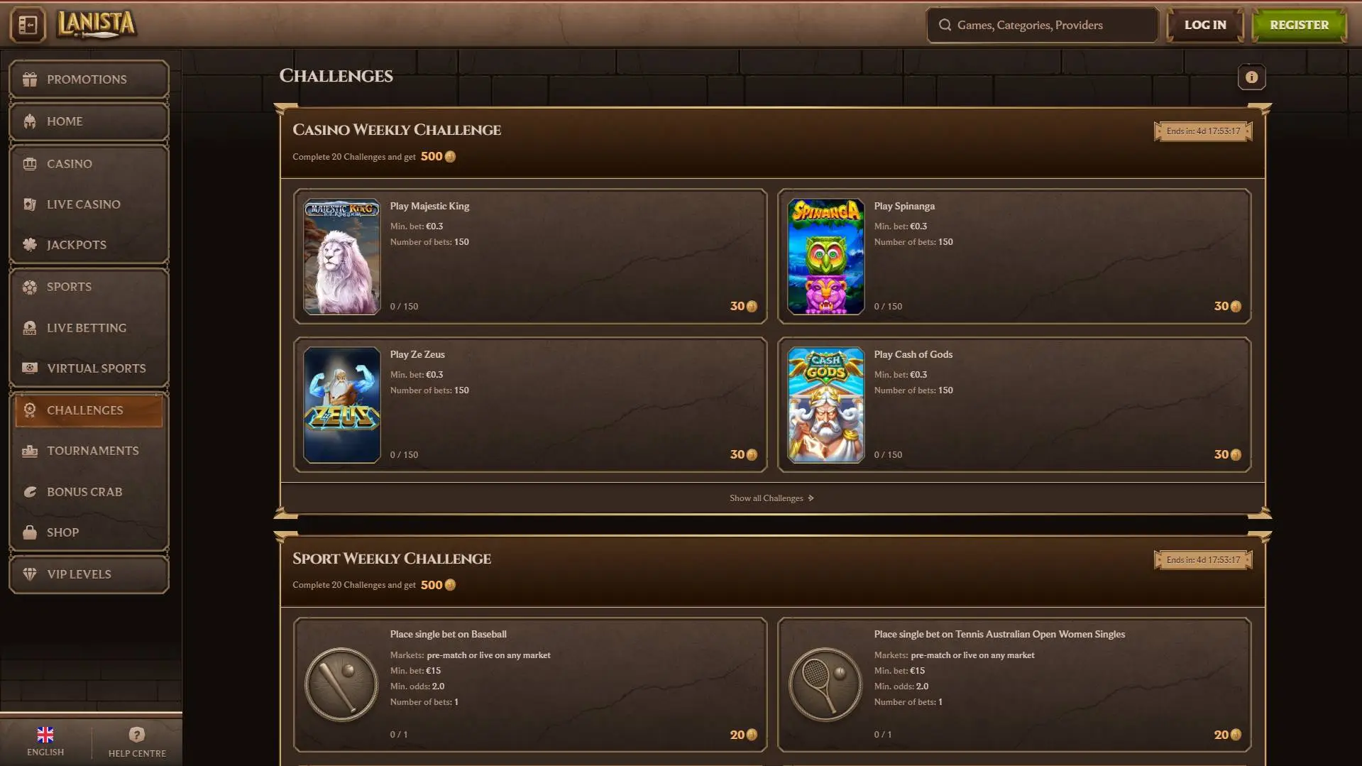 Lanista Casino Challenges