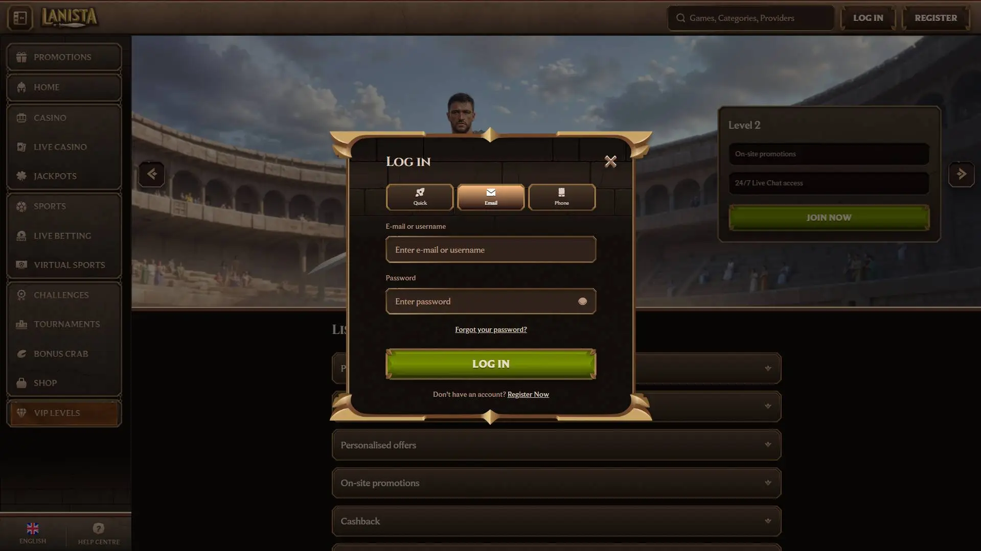 Lanista Casino Login