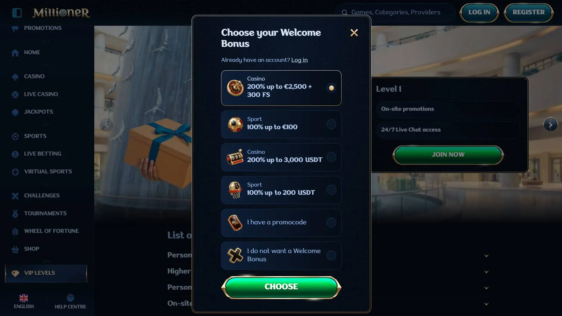 Millioner Casino Registration