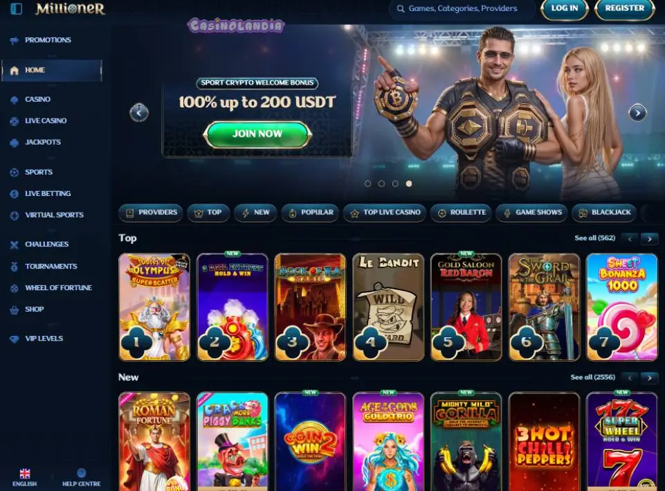 Millioner Casino Tablet Landscape