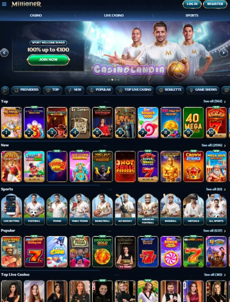 Millioner Casino Tablet Portrait