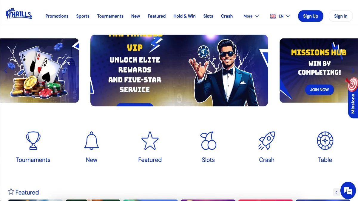 MrThrills Casino Main Page