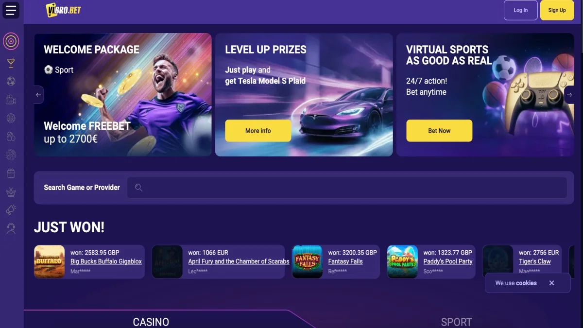 VibroBet Casino Main Page