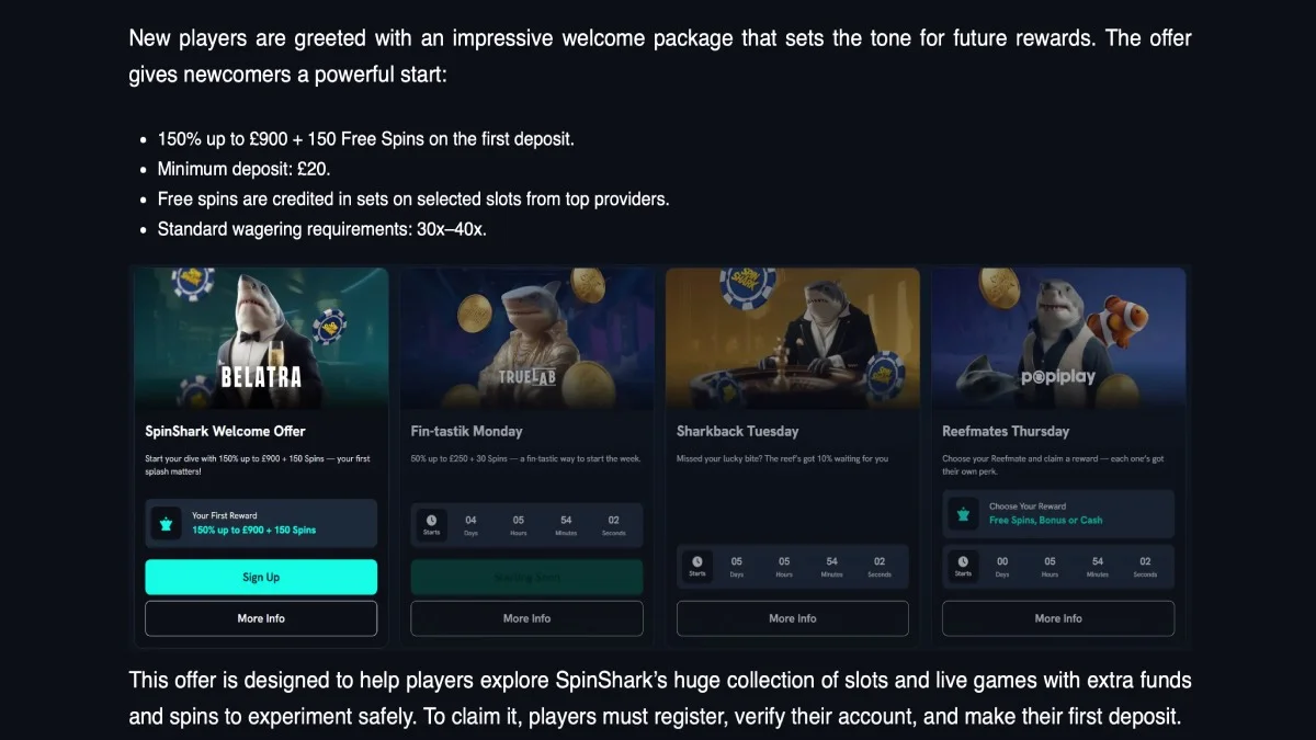 SpinShark Casino Promotions