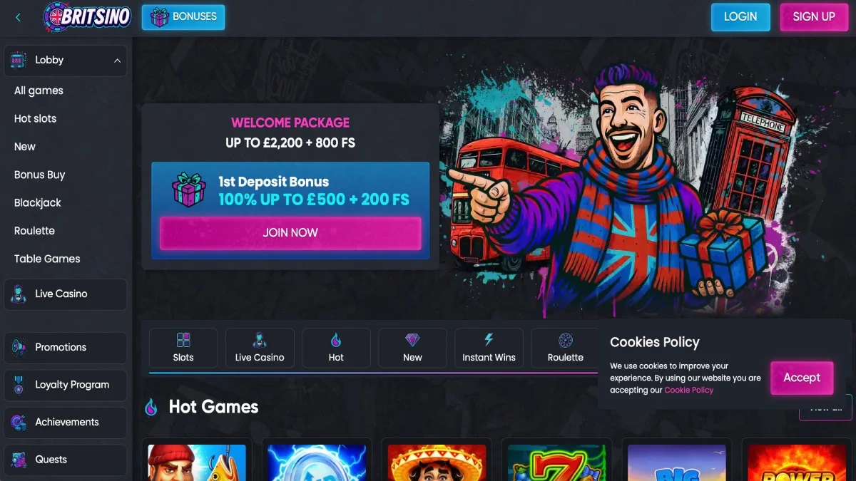 Britsino Casino Main Page