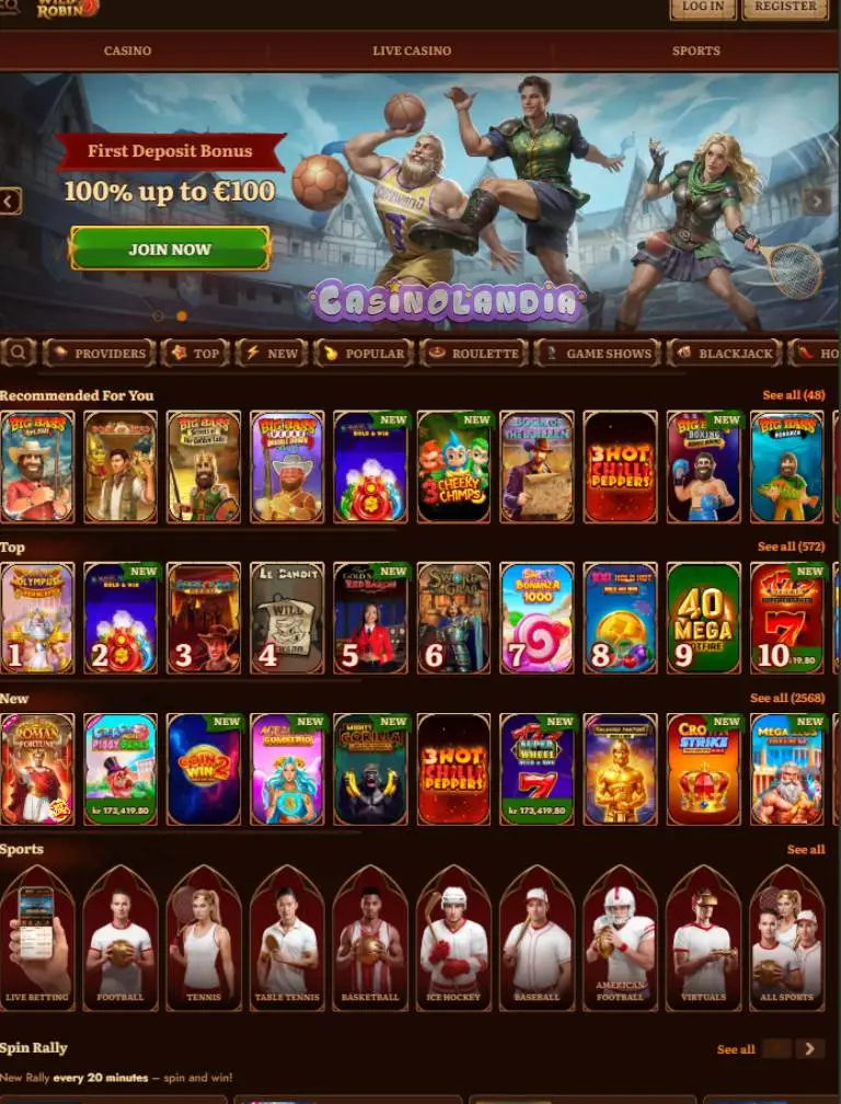 WildRobin Casino Tablet Portrait