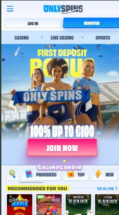 OnlySpins Casino Mobile View