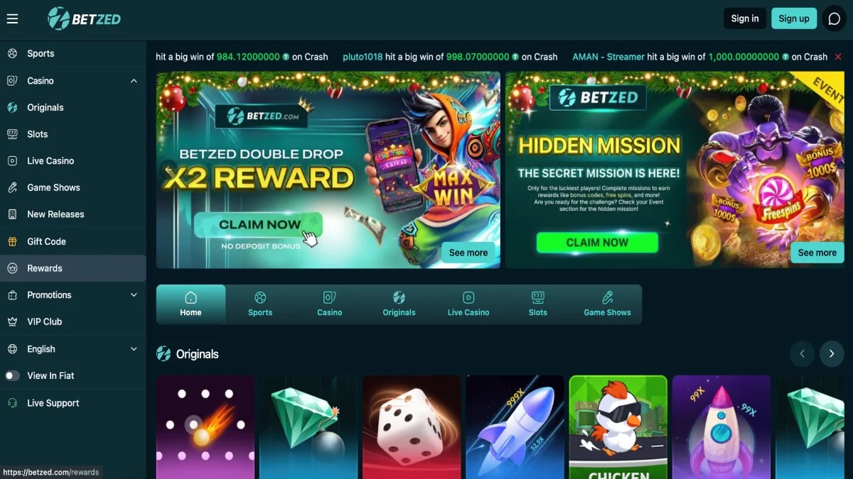 Betzed Casino Main Page