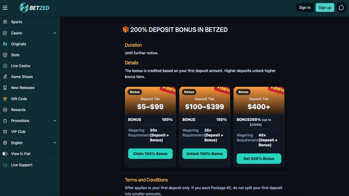 Betzed Casino Promotions