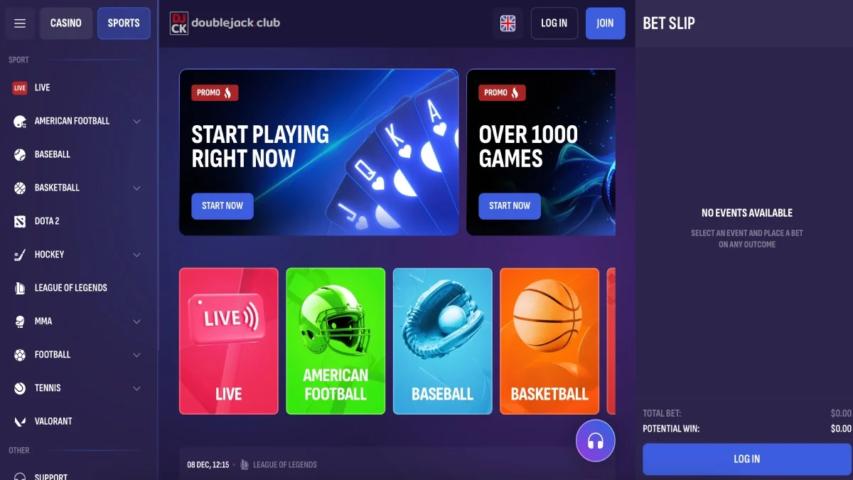 Doublejack Casino Main Page