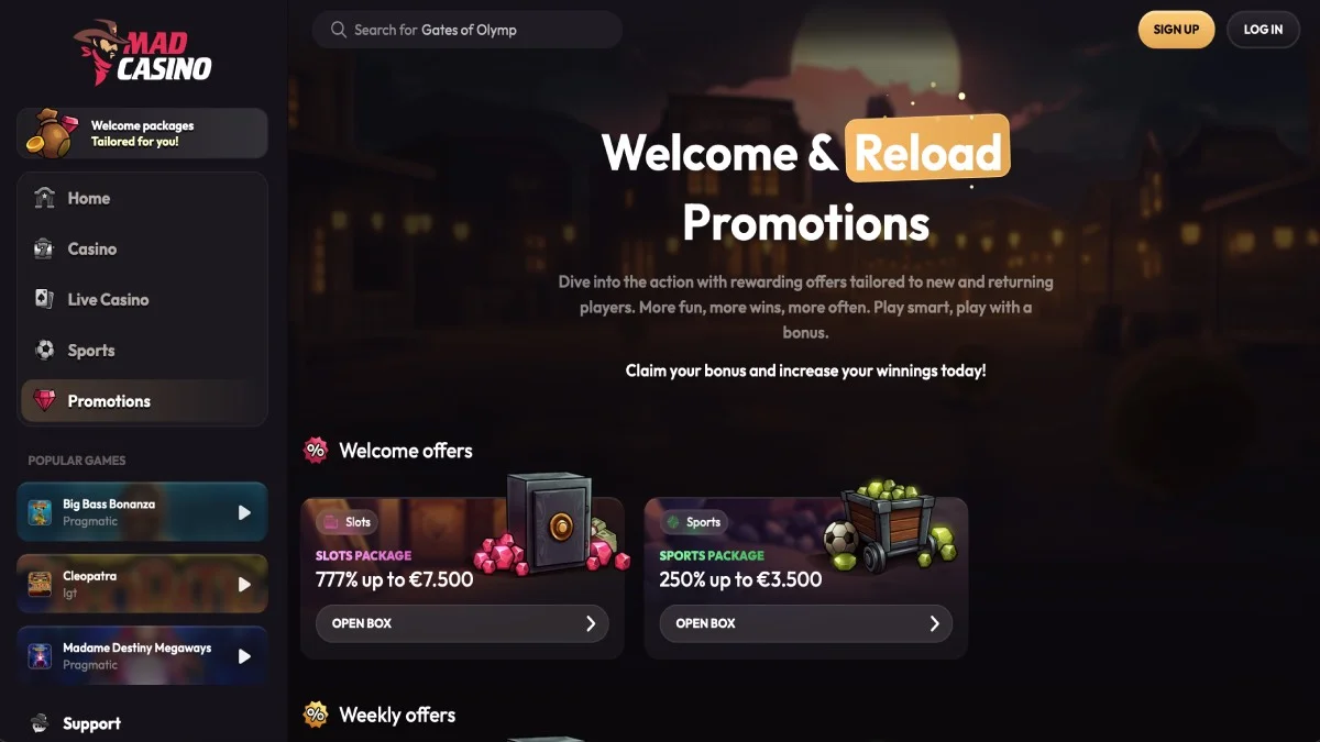 Mad Casino Main Page