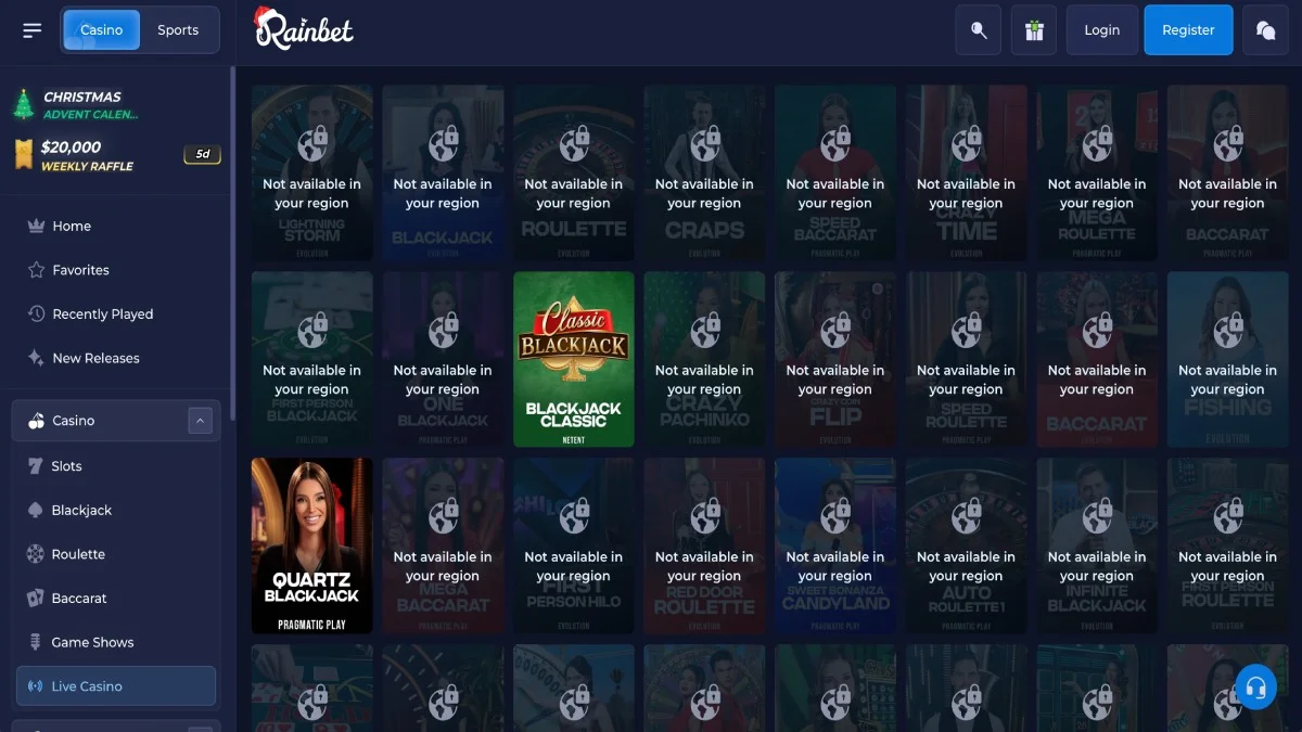 Rainbet Casino Live Casino