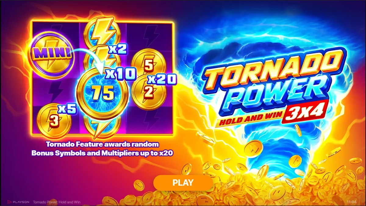 Tornado Power Hold and Win Homescreen