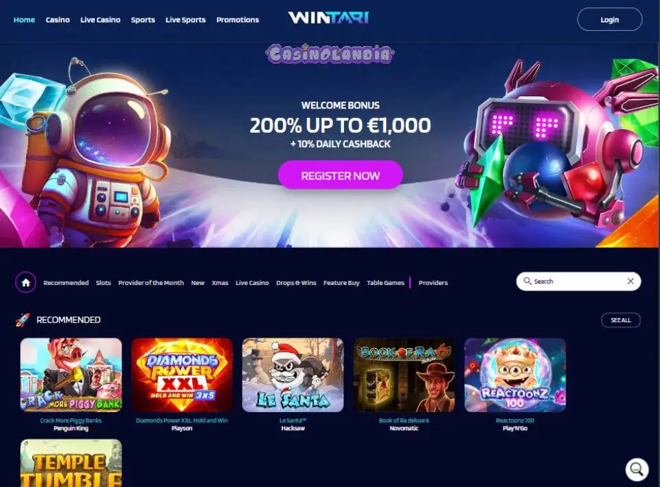 Wintari Casino Tablet Horizontal