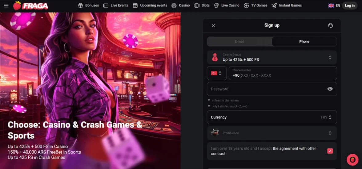 Fragabet Casino Register