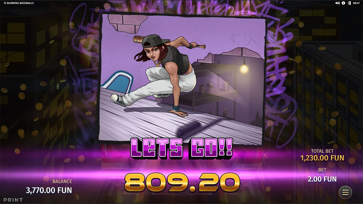 12 Burning Baseballs Win