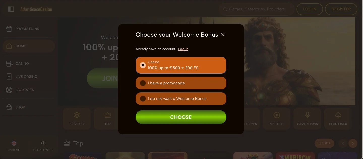 AtlanticAce Casino Signup