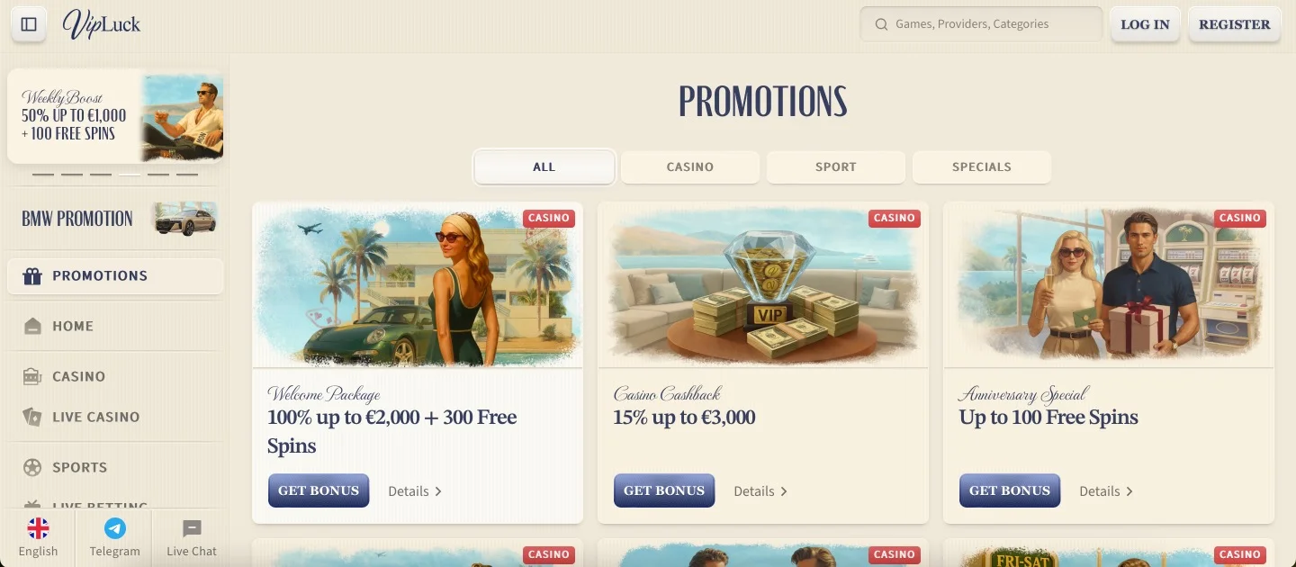 VIPLuck Casino Promo