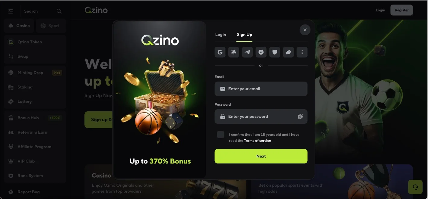Qzino Casino Signup