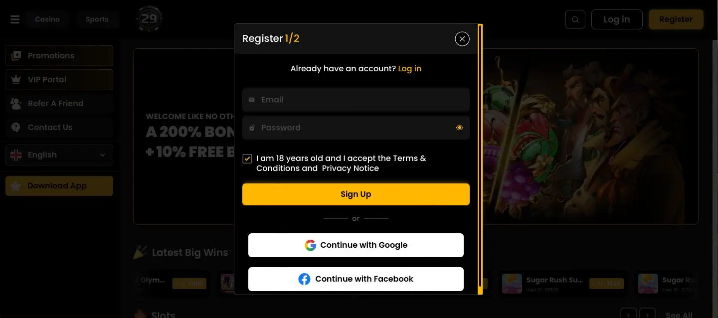 Spinino Casino Signup